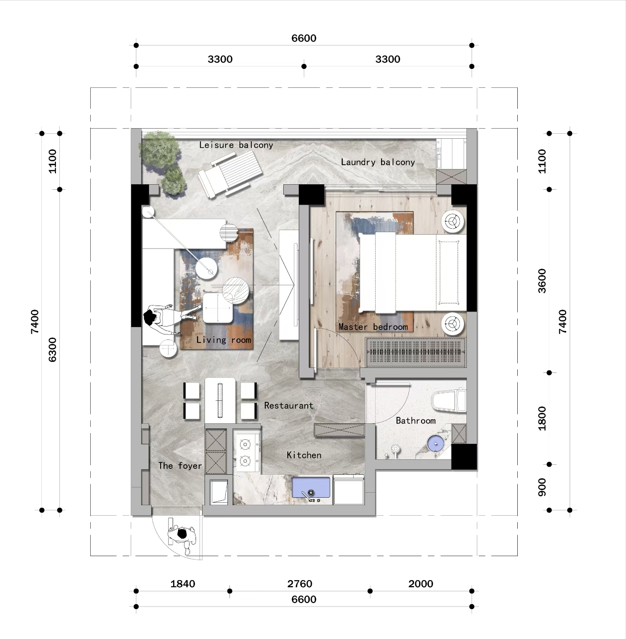 One Bedroom Floor Plan