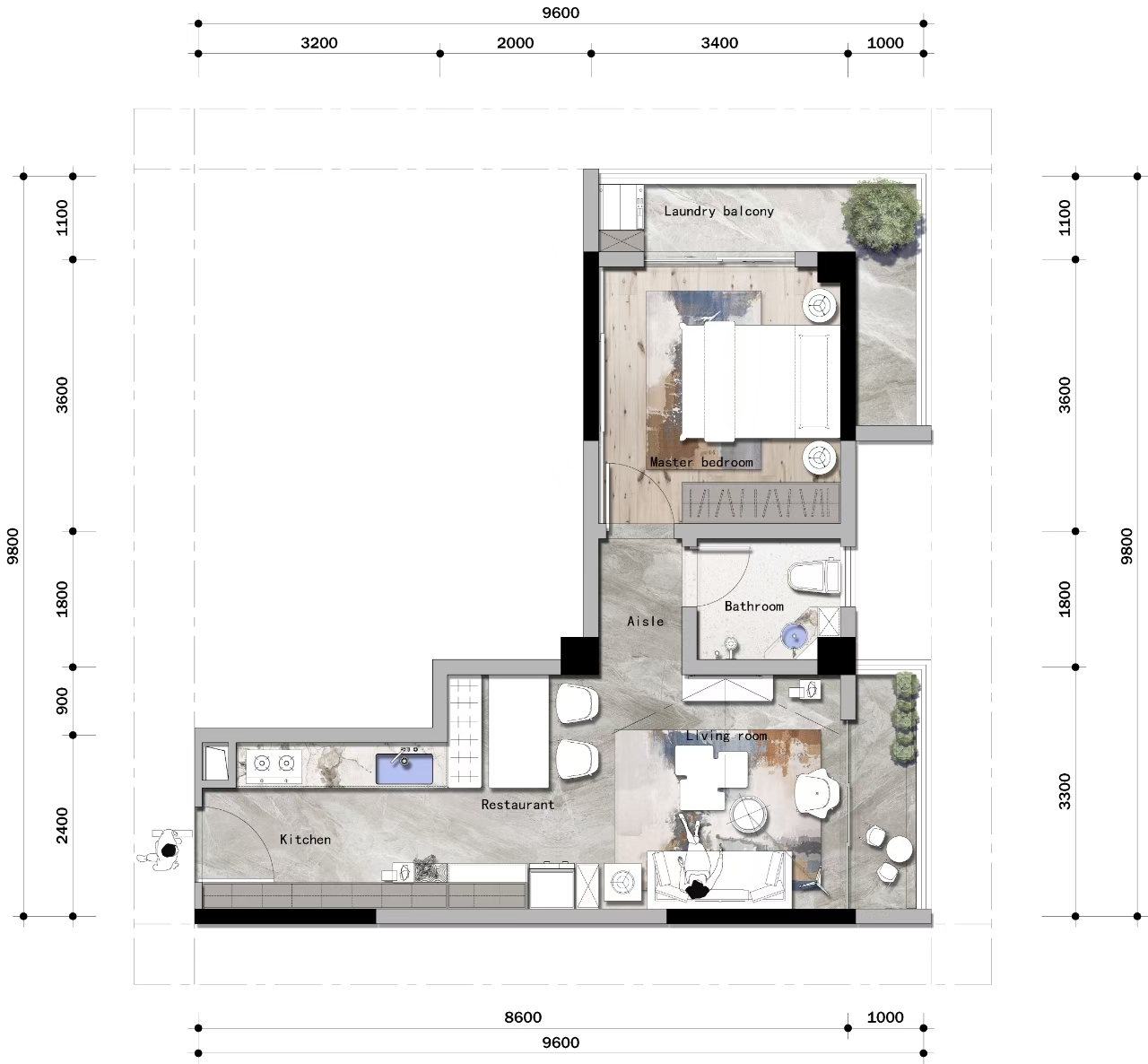 One Bedroom Type A Floor Plan