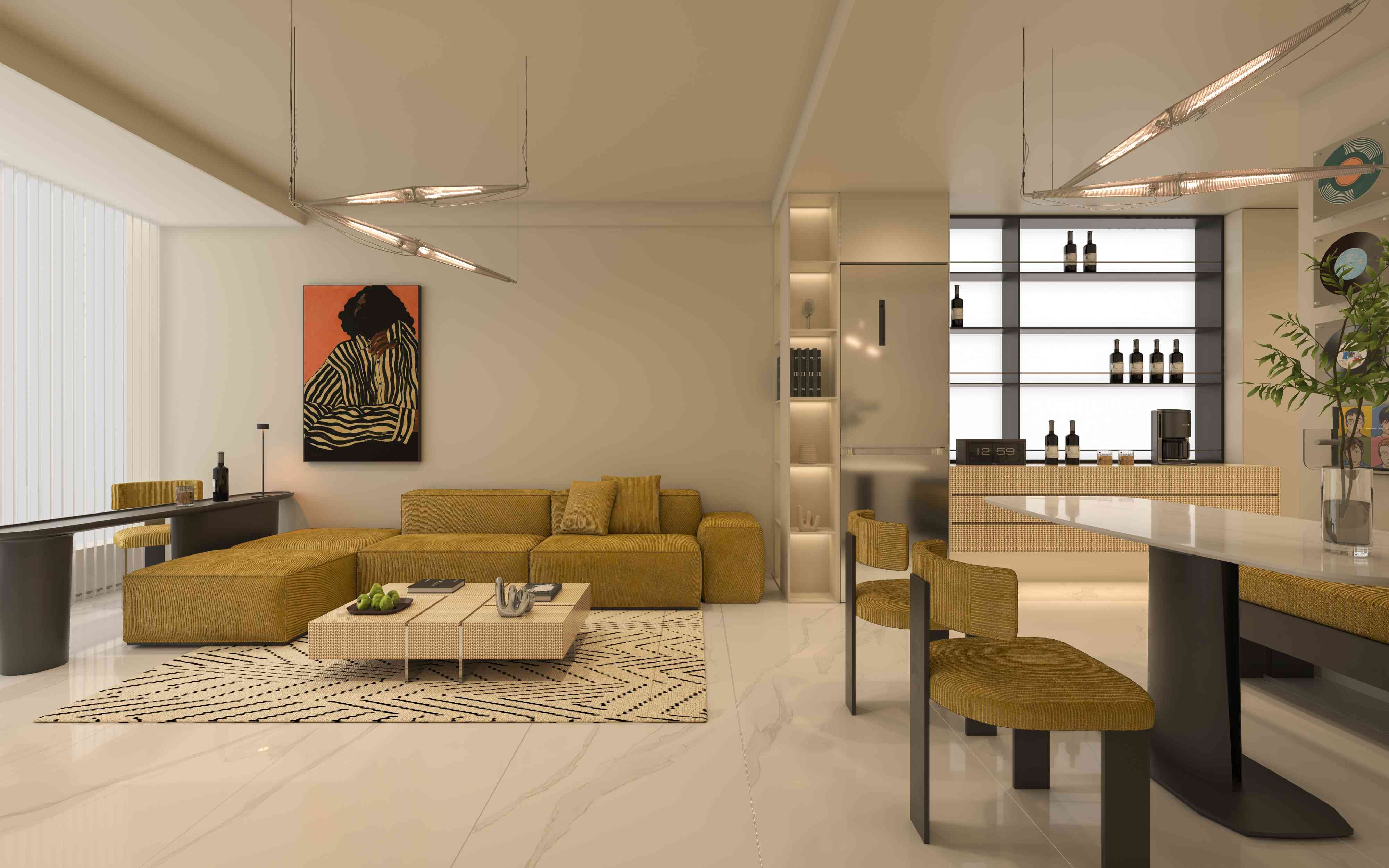 One Bedroom Type A Living Room 1