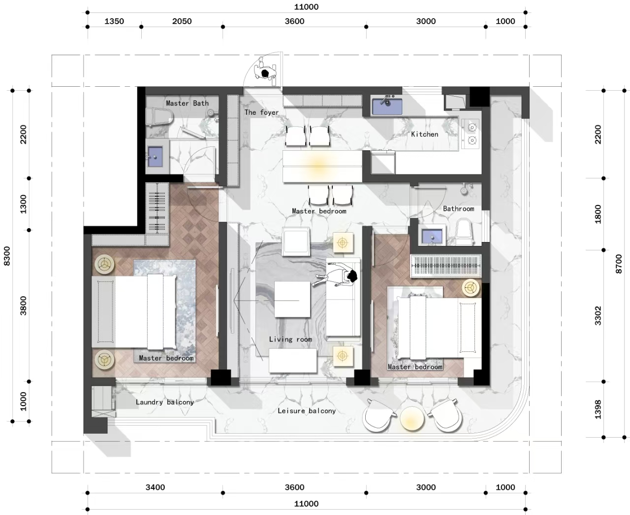 two Bedroom Type A Floor Plan